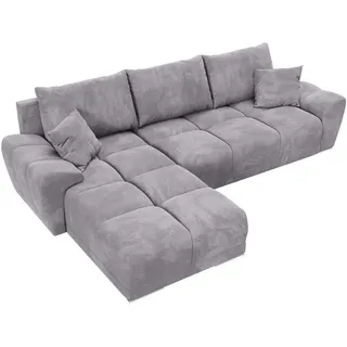bromarkt Ecksofa NUBES Schlaffunktion, Bettkasten L-Form 298x184x85cm Grau