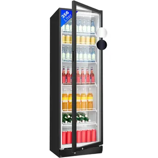 Bomann KSG 7351 Flaschenkühlschrank, 60 cm breit, 356 L, Glastür, Innenraumbeleuchtung, abschließbare Gerätetür, 6 Gitterablagen, schwarz