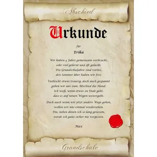 Urkunde Abschied Grundschule - Kinder Lehrerin Geschenk Karte personalisierter DIN A4 Abschied - kleine Schüler Geschenkidee für Lehrer mit Name