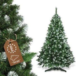 KADAX Weihnachtsbaum, künstlicher Christbaum aus PVC-Kunststoff, Tannenbaum mit Ständer, Kunstbaum mit Schneeenden, Baum mit 62 Zweigen und 14 Baumkronen (Morgen Moos 220cm)