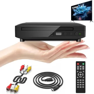 Mini DVD Player Tragbar, DVD Player Für Fernseher DVD Player HDMI Mit HDMI/RCA Kabel Enthalten, HD 1080P DVD Player CD Player Für TV, Alle Region, Breakpoint Speicher, Eingebaute Pal/Ntsc, USB 2.0