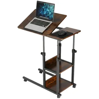 Relaxdays Höhenverstellbarer Laptoptisch Dunkelbraun,Schwarz