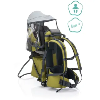 Fillikid Rückentrage, Grün, Kunststoff, 37.5x84x80 cm, Metallgestell, Sonnendach, Fußstütze, Baby on Tour, Babytragen & Tragetücher