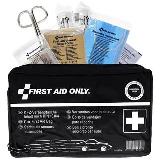 First Aid Only Kfz Verbandtasche DIN 13164 | Auto Verbandskasten als Erste Hilfe Set für HU (StVO-konform) | Notfalltasche für Auto und Motorrad | P-51007 00