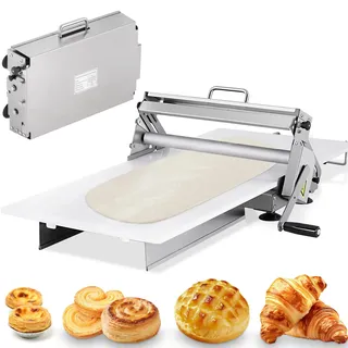 YUCHENGTECH Teigausrollmaschine 39cm Faltbare Teigausrollmaschine Pizza Teig Ausrollen Maschine Mit Ausrollbrett Und Einstellbarer Dicke Von 2.5 Bis 25 mm