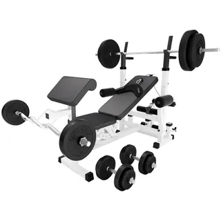 Gorilla Sports Kraftstation Kraftstation Universal inkl. Kunststoff Set, (27-tlg) weiß