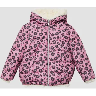 s.Oliver Wendejacke mit Kapuze, Animal-Muster und Kunstpelz - creme|pink|mehrfarbig - 92
