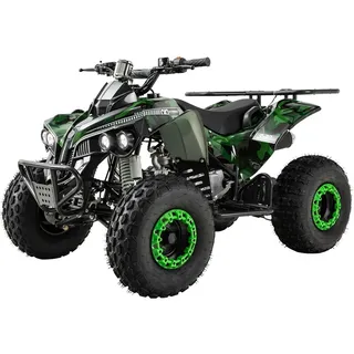 Actionbikes Motors Benzin Jugendquad S-10 | 125 ccm - Offroad Quad - ATV - Jugend Fahrzeug - Midi Quad - Pitbike - Pocketquad (lackiert Camouflage) - Grün