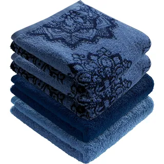 Erwin Müller Handtuch Bühl 4er-Pack blau/dunkelblau Größe 50x100 cm - besonders flauschig, voluminös, äußerst saugfähig
