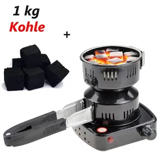 Kohleanzünder mit abnehmbaren Griff und 1kg Kohle für Shisha Nargile Hookah
