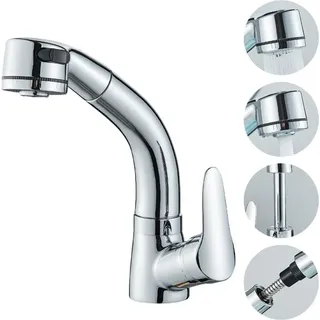 Onyzpily - Wasserhahn Bad mit ausziehbar Brause, Waschtischarmatur aus Messing Einhebelmischer Badarmatur Waschbecken Mischbatterie Armatur für