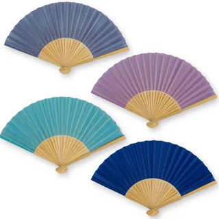 MIJOMA 4 Stück Set Handfächer aus Holz, Handfächer für Abkühlung im Sommer, am Strand, für Hochzeiten Fasching Pride (Beerentöne)