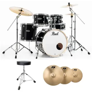 Pearl Drums Schlagzeug Pearl Schlagzeug Export EXX705NBR-C31 Komplettset mit Hocker,Anfänger, Fortgeschrittene, Komplettset mit Hocker, Schlagzeug-Set schwarz