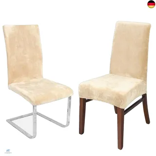 LANSHENG stuhlhussen 4er Set Elastischer Beige Stuhlbezug Stretch Abnehmbare