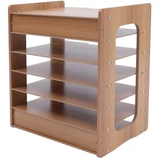 A4 Schreibtisch-Organizer,7-stöckiges Büro Aktenablage, Holz Schreibtisch Datei Organizer Papierablage Aktenaufbewahrung Ablagesystem,A4 Papierablage für Zuhause/Büro/Schule 36 * 25 * 38.5cm