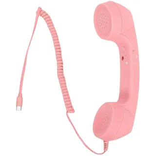 OPPWONG Kabelgebundener Retro-Telefonhörer Vom Typ C, Vintage-Handy-Empfänger mit Lautsprecher und Mikrofon, Klare Lautstärkeregelung für Anrufqualität für Videokonferenzen (Rosa)
