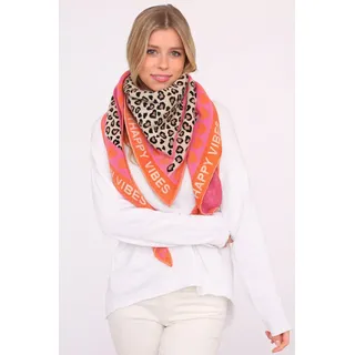 Zwillingsherz Dreieckstuch ZWILLINGSHERZ "Micha", Damen, orange, Baumwollmischung, Modetücher, Mode Tuch, Leomuster mit Herzen und Schrift, vielseitig tragbar