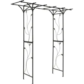 Nexos Trading Rosenbogen Torbogen Rankhilfe Pergola Spalier Tor Rosen Stahl 220x198x70 cm – Metall Durchgang – wetterfest freistehend stabil – schwarz
