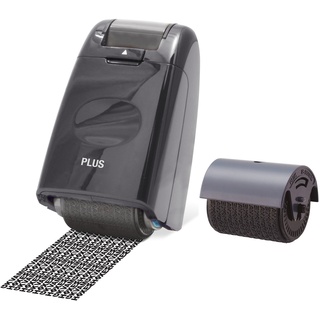 PLUS +44 Plus 44Plus Japan IS-500CM-IS-007CM Datenschutz Textschwärzer Sicherheits Set 1 Rollstempel und 1 Nachfüllkartusche, Farbe sortiert