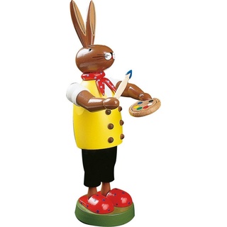 Richard Glaesser Osterhase Maler mit Pinsel und Farbpalette (20cm), Hase aus Holz, Handwerkskunst original Erzgebirge