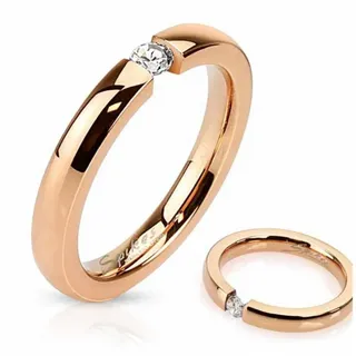 Order & Smile Schmuck Spannring Spannring Verlobungsring roségold Edelstahl Ring mit Zirkonia 50