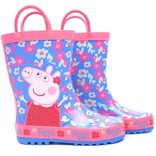 Peppa Pig Gummistiefel Flower Girl's Easy-On Griffe Rosa Blau Regen Welly 25.5 EU - 25 EU