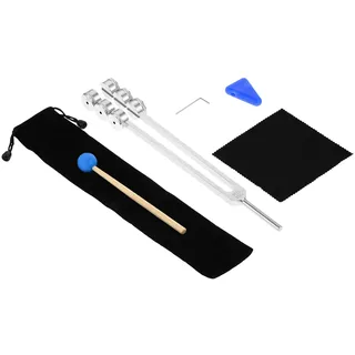 DRELD 32Hz Gewichtete Stimmgabel. Aluminiumlegierung Tuner mit Silikonhammer, Dreiecksspitze, Samtbeutel, Reinigungstuch, Inbusschlüssel für Haut, Haar, Knochen, Gelenke und Muskelentspannung