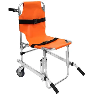 YUYUZI Klappbarer Treppenstuhl bis 159kg | Robuster Patiententreppe & Tragestuhl mit Gurtsystem & Verstellbaren Griffen | Für Senioren & Mobilitätseingeschränkte | Orange