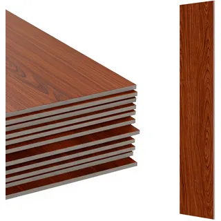 Relaxdays PVC Bodenbelag selbstklebend, 2,5m2/18 Stück, Holzoptik, Bad, Küche, Klebefliesen 91x15 rutschfest, rotbraun