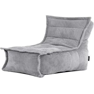 I.C.O.N. Icon Dolce Sitzsack Kinder, Grau, Flauschiger Cord Stoff, Sitzsack Cord mit Füllung, Bequemer Kinder Liege Sessel, Kuschelsessel, Lese Sessel, Schlafzimmer, Kinderzimmer, Spielzimmer