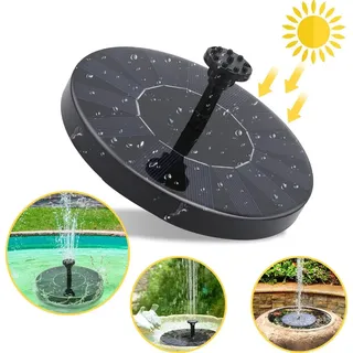 Faziango 1,5W Solarpumpe Solar Springbrunnen Solar Rund ⌀160mm für Garten, Vogel-Bad, Wasserspiel Dekoration, Teich Solar Fontäne Pumpe