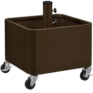 Yaheetech Multifunktionaler Schirmständer auf Rollen mit Pflanzkasten bis 150 kg Belastbar ø38 mm/48 mm 2-in-1 Befüllbarer Sonnenschirmständer Bepflanzbar für Terrasse/Balkon/Garten/Strand, Braun