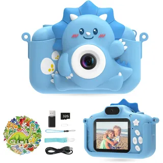 HiMont Kinderkamera, Digitalkamera Kinder mit 32GB TF-Karte & 2.0”-Bildschirm, 1080P Kinder Kamera & Selfie-Videokamera, Geschenke für Geburtstag Weihnachten, Spielzeug für 3-12 Mädchen Jungen (Blau)