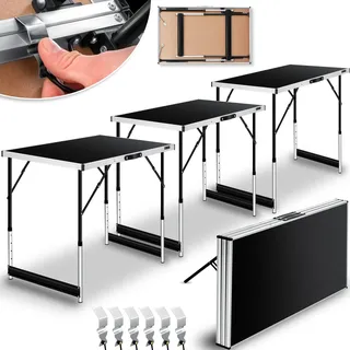 Kesser KESSER® Multifunktionstisch Profi 3- teilig, 100 x 60 cm Tapeziertisch 30kg Tragkraft je Tisch Mit Ausziehfunktion Klapptisch Flohmarktisch Beistelltisch Mehrzwecktisch Campingtisch höhenverstellbar