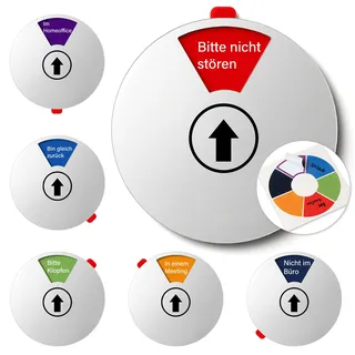 Büro Türschild 6 Optionen Bitte nicht stören, In einem Meeting, Im Homeoffice, Nicht im Büro, Bin gleich zurück, Bitte klopfen, Geschäfts-Statusanzeige für den Arbeitsplatz, 15 cm Silber 1 Stück
