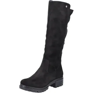 Rieker Damen Stiefel Langschaft samtige Haptik Blockabsatz 76890, Größe:40 EU Farbe:Schwarz - schwarz, 40