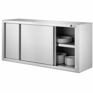 ZORRO Wandhängeschrank ZWHS 120/40 | Edelstahl Hängeschrank 1200x400x650 mm | mit Schiebetüren | Geschlossener Stauraum | Gastro Wandmontage