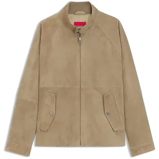 Hugo Regular Fit Lederjacke aus echtem Ziegenleder Modell Loridge Beige, S