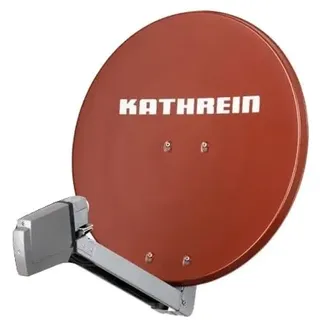 HD Sat Anlage von Kathrein für 2 Anschlüsse mit Kathrein CAS 80 (75cm) in rot + Twin LNB - Für HDTV 1080p, 3D, Ultra HD 4K