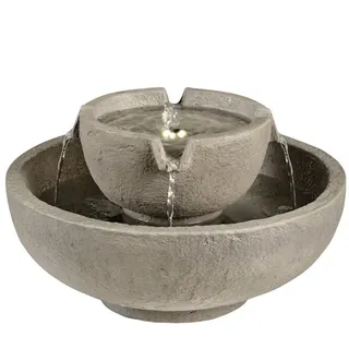 MARELIDA Gartenbrunnen LED Solar Brunnen runder Zierbrunnen Springbrunnen D: 43cm, 43 cm Breite grau