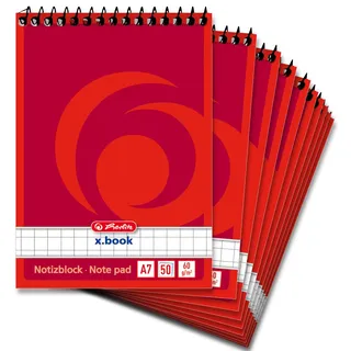 Herlitz Notizblock Spiralnotizblock A7 kariert Rot