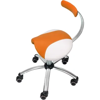Teqler Sattelhocker mit abnehmbarer Lehne orange-weiß