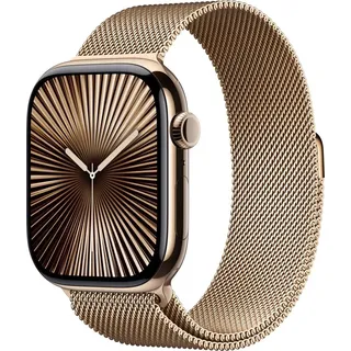 GPS + Cellular 46 mm Titangehäuse gold Milanaise Armband gold M/L
