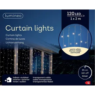 Lumineo Lichtervorhang LED 120 Stück 1 x 2 m Warm Weiß