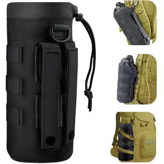 Diyxisk Flaschenhalter Rucksack Einstellbar Molle Schwarz Taktik Gürtel 1000d-Nylon Rucksack Flaschenhalter Geeignet für Outdoor-Wandern Camping Trekking