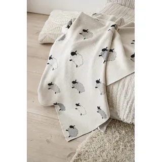 Kaiser 65213 Sheep - Babydecke Strick 100% Bio Baumwolle (KBA) atmungsaktive Babydecke Ganzjährig Neugeborene Kinderwagendecke Babyschalendecke Fb. Natural Combo