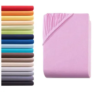 Hometex Premium Textiles Kinder Jersey Spannbettlaken Spannbetttuch 60 x 120 cm - 70 x 140 cm, Baby Bett Bettlaken aus Jersey 100% Baumwolle, Oeko-TEX Made IN Green, Pink