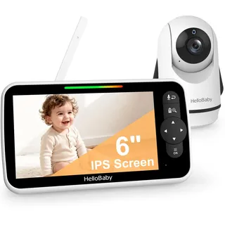 HelloBaby 6 Zoll Babyphone mit Kamera, Babyfon ohne WLAN mit 4000-mAh-Akku
