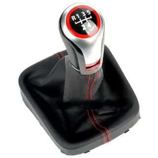 Schaltknauf Für VW Für Golf 5 Für A5 MK 2004 2005 Für Golf 5 Für Plus 2004 2005 2006 2007 2008 5/6 Gang Schalthebel Schaltknauf Mit Ledermanschette Schalthebelkopf(5 Speed10)