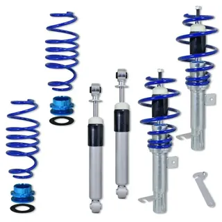 JOM BlueLine Gewindefahrwerk passend für Ford Fiesta JH und JD 1.25, 1.3, 1.4, 1.6, 1.4TDCi, 1.6TDCi, Baujahr 11.2001 - 2008 und Ford Fiesta ST 2.0 Baujahr 11.2004 - 2008